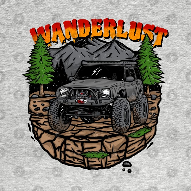 Wanderlust Grey Jeep Holiday T-shirt by 4x4 Sketch